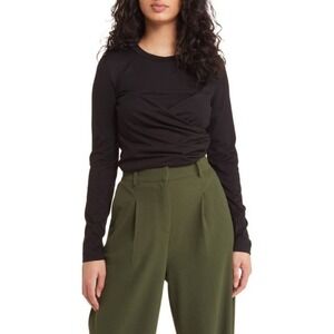 NEW Vero‎ Moda Corset Top Long Sleeve Nelly Ruched Black Extra Large XL